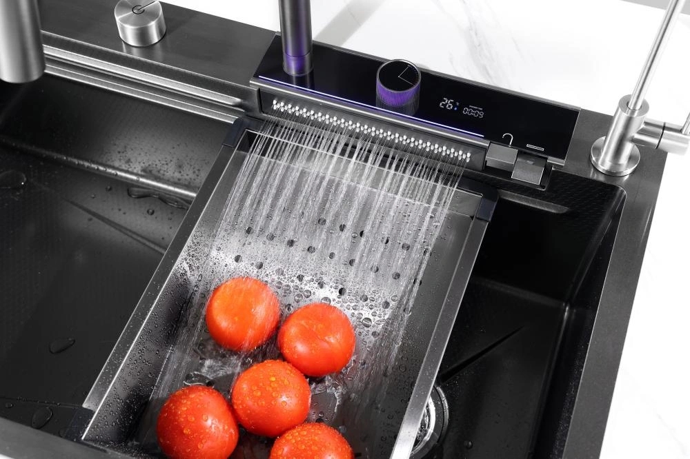 Digital Display Smart Waterfall Kitchen Sink