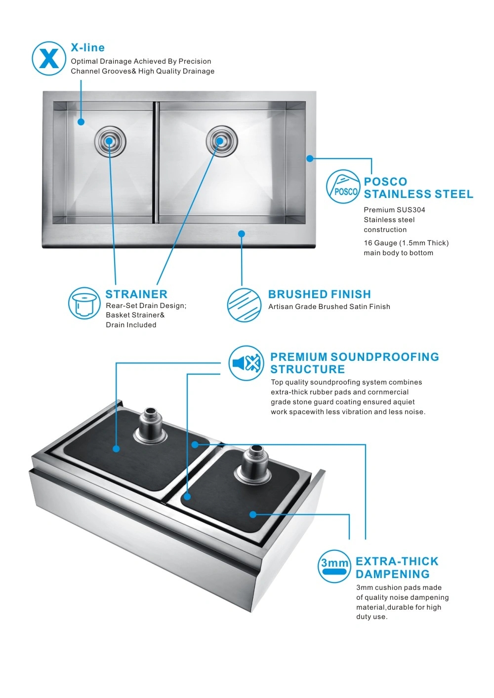 Handmade Stainless Steel Double Sink