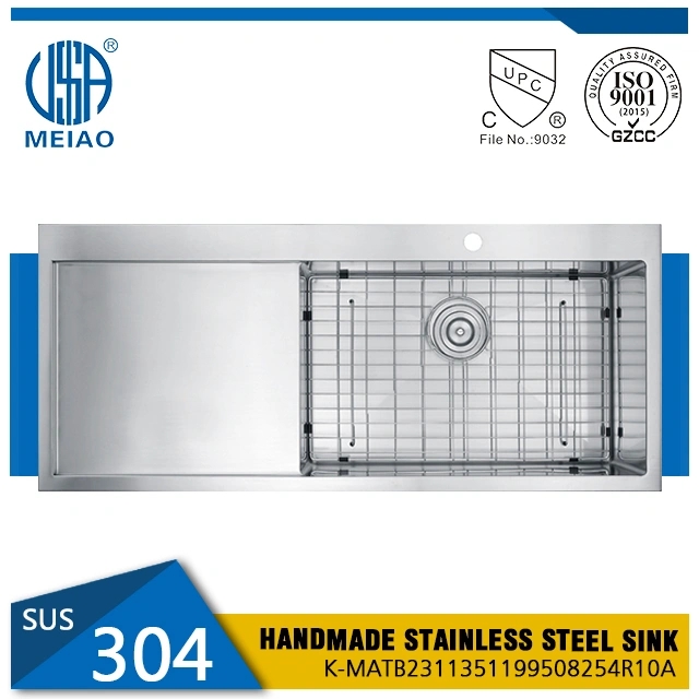 Top Mount Sus304 Kitchen Sink With Drainboard