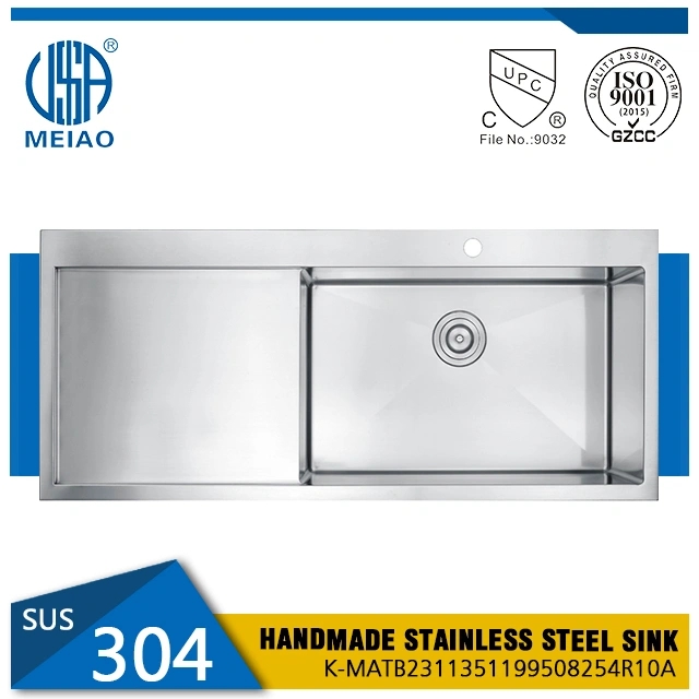 Top Mount Sus304 Kitchen Sink With Drainboard