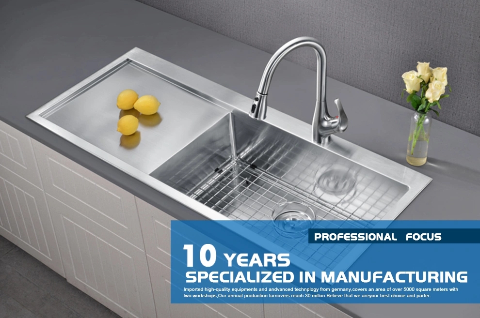 Top Mount Sus304 Kitchen Sink With Drainboard