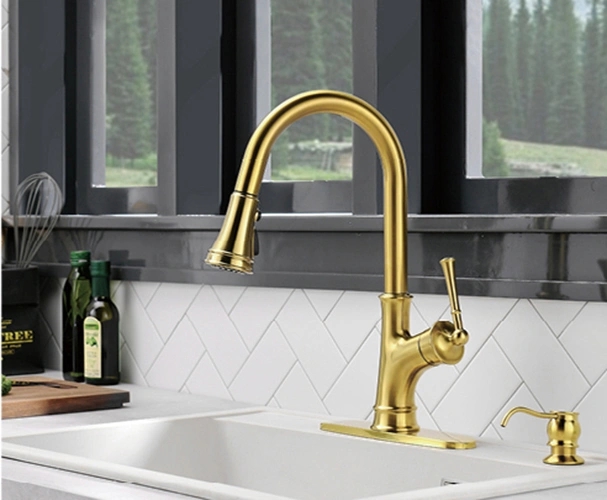 Gold Kitchen Faucet with Pull Down Sprayer